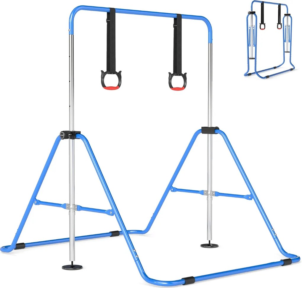 Barra de Ginástica para Crianças, 111,5 x 144,5 x 132 cm, Ajustável em 4 Níveis de Altura, Azul-escuro