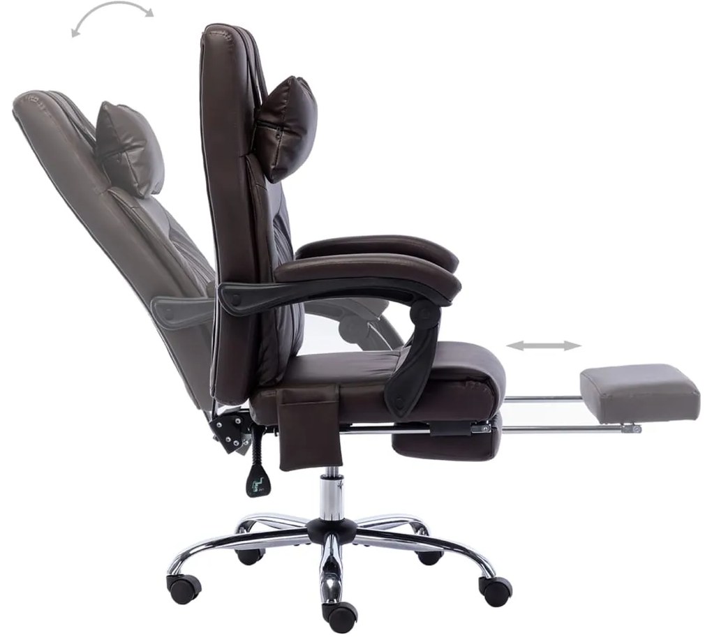 Cadeira escritório c/ função massagem couro artificial castanho