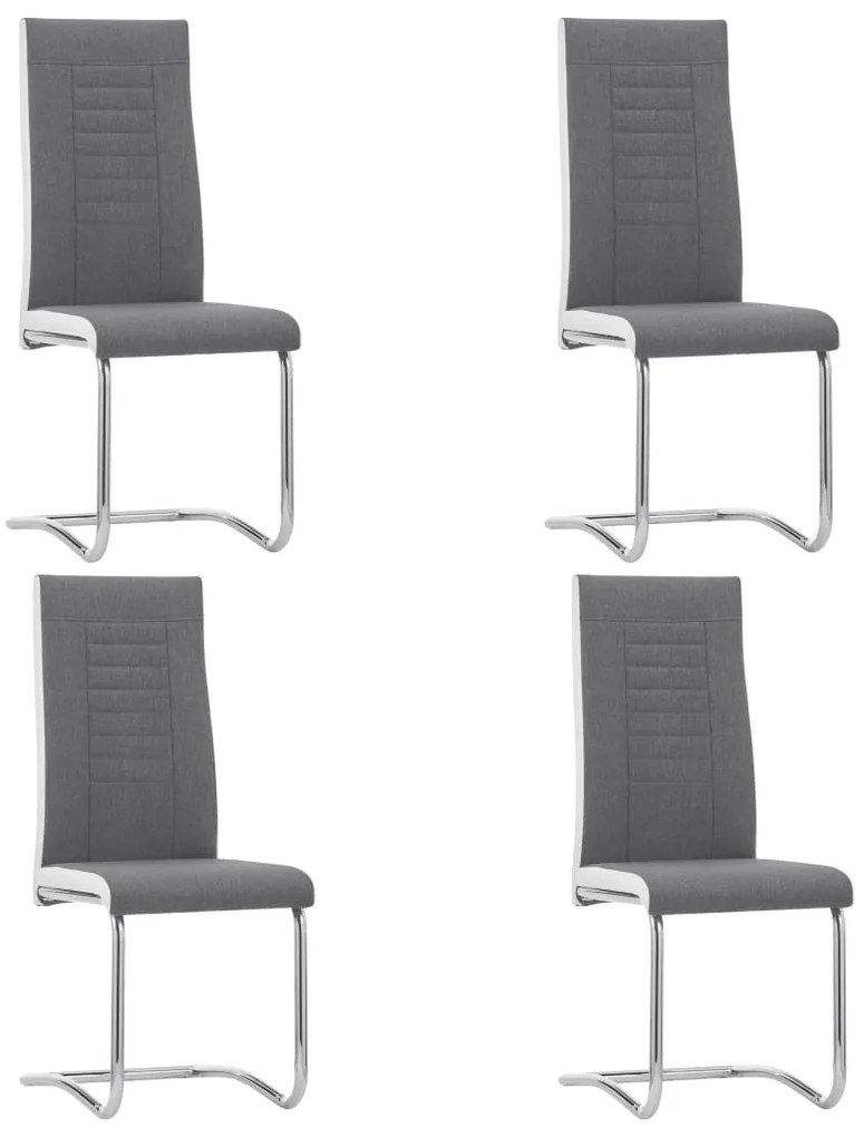 vidaXL Cadeiras de jantar cantilever 4 pcs tecido cinzento-escuro