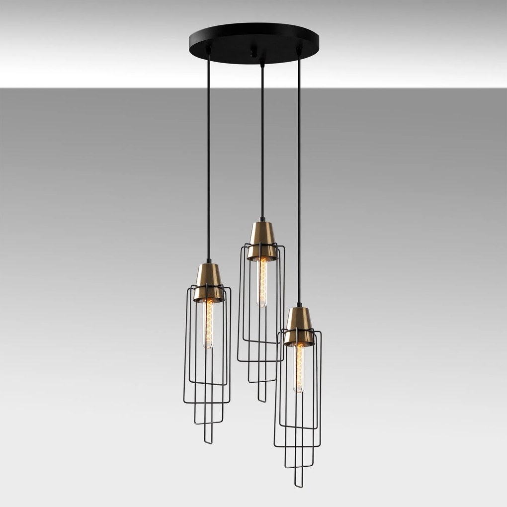 Candeeiro Chandelier Wire – Preto – 36 x 36 cm