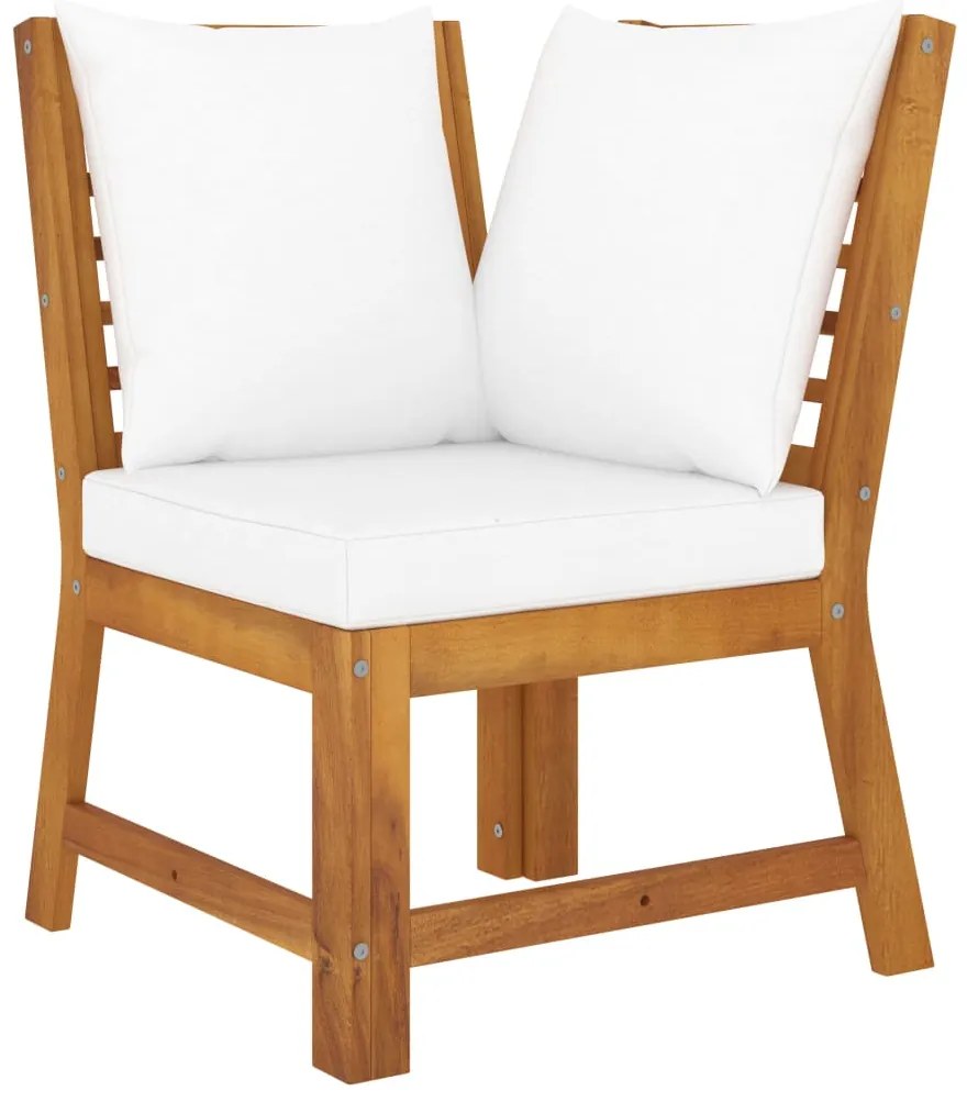 4 pcs conjunto lounge jardim c/ almofadões acácia maciça creme
