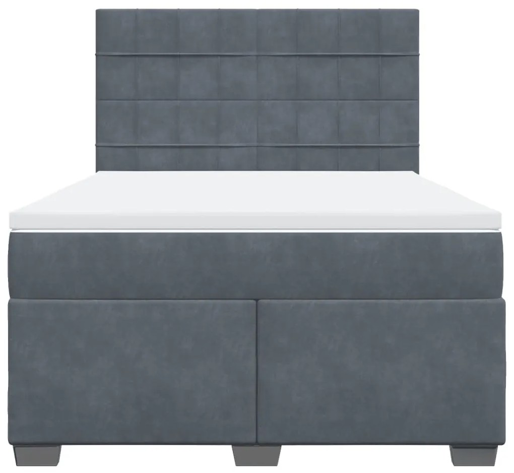 Cama com molas/colchão 140x200 cm veludo cinzento-escuro