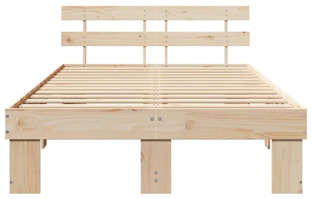 Estrado de Cama com Cabeceira 120x200 cm Madeira Maciça Pinho