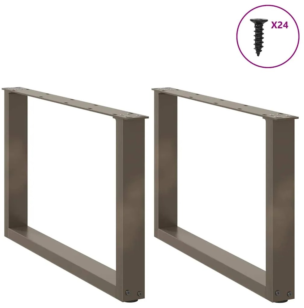 Pés para mesa de centro em formato de U, 2 peças, aço natural, 60x(42-