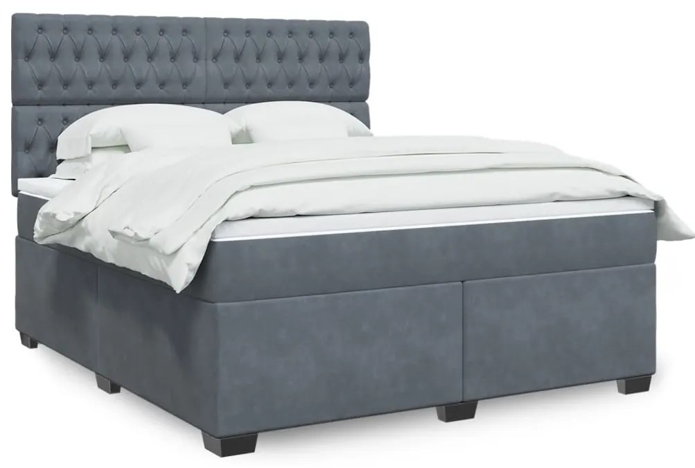vidaXL Cama com molas/colchão 180x200 cm veludo cinzento-escuro