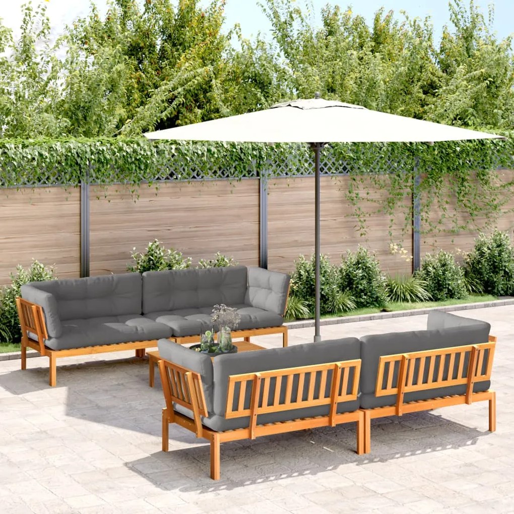 vidaXL 5 pcs móveis de paletes p/ jardim com almofadões acácia maciça