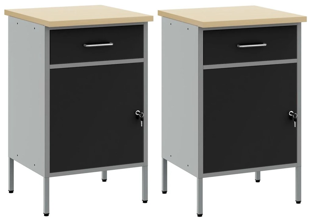 Gabinete de Trabalho vidaXL 2 pcs Preto e Cinza em Madeira Engenharia