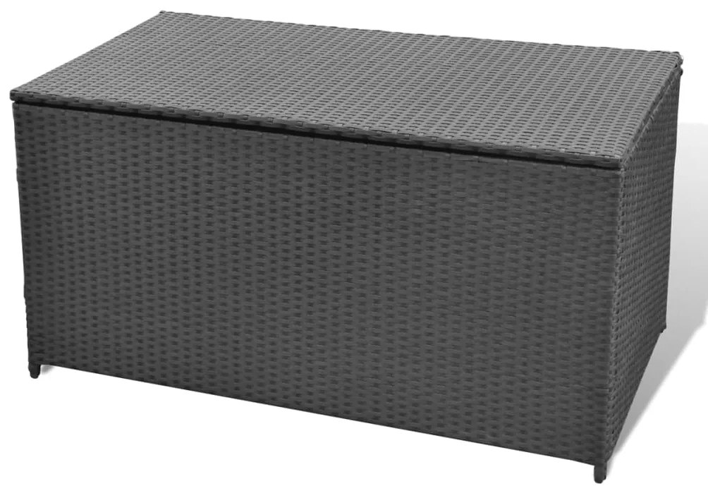 Caixa de arrumação para jardim 120x50x60 cm vime PE preto