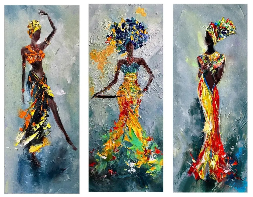Pintura Decorativa em MDF MDF0035 – Multicolor – 20 x 50 cm (3 Peças)