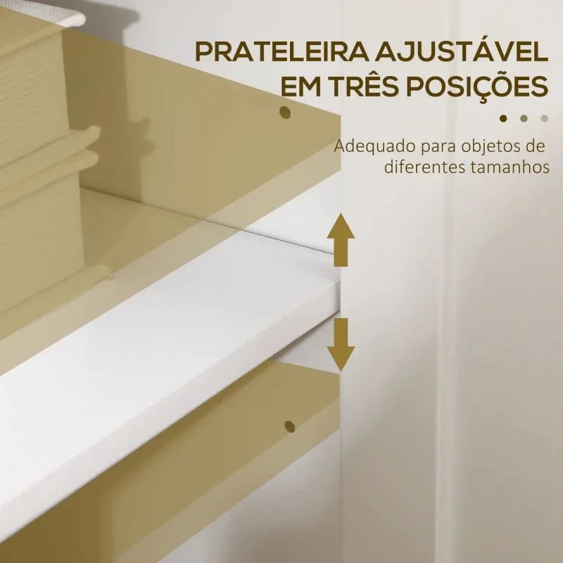 Aparador Mylov com 3 Portas de 120 cm - Branco/Castanho - Design Nórdi