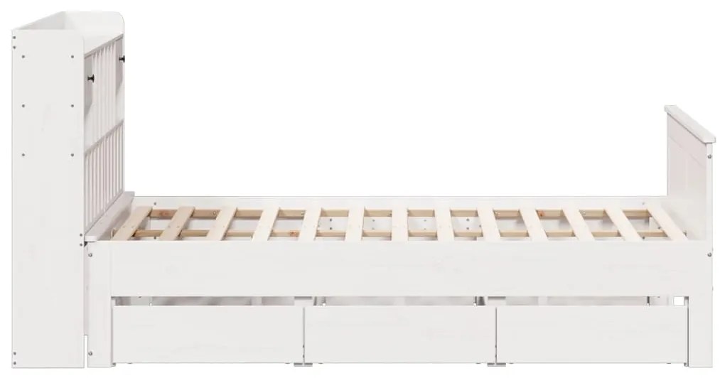Cama com estante sem colchão 160x200 cm pinho maciço branco