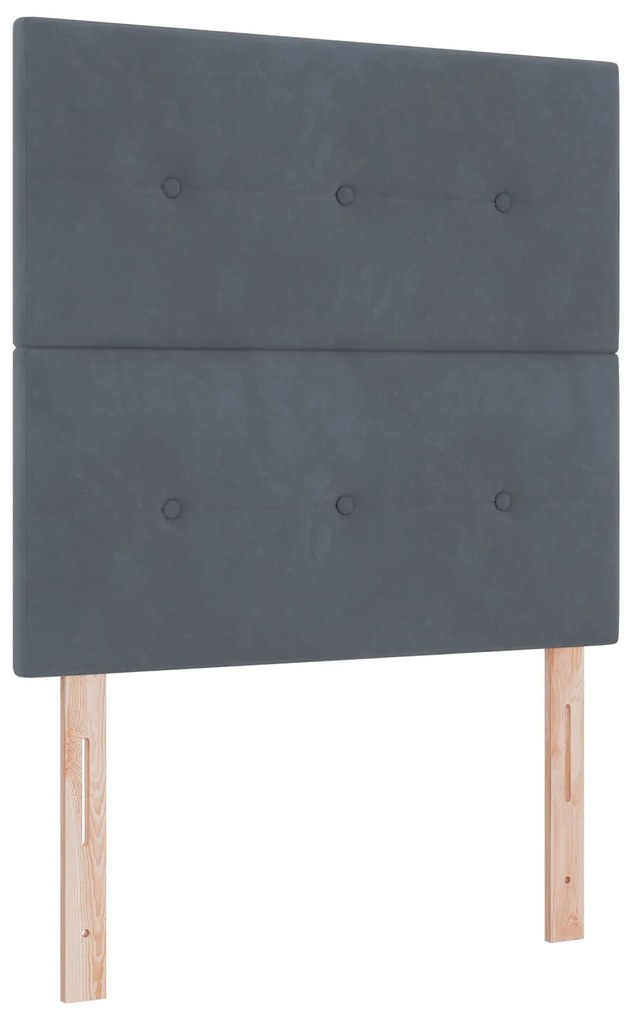 Cama Box Spring com Colchão e Banco Cinza Escuro 120x200 cm Veludo
