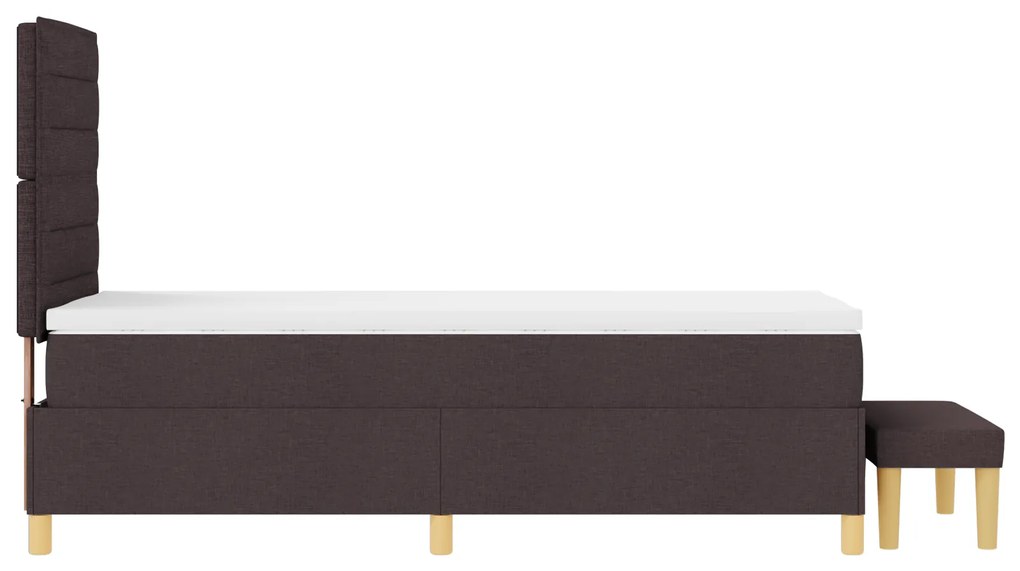 Cama Box com Colchão e Banqueta Castanho Escuro 90x200 cm Tecido