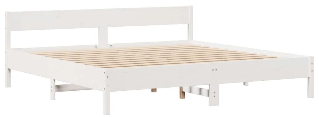 Cama com estante sem colchão 180x200 cm pinho maciço branco