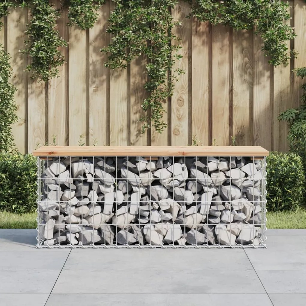 Banco de jardim c/ design gabião 103x31,5x42 cm pinho maciço