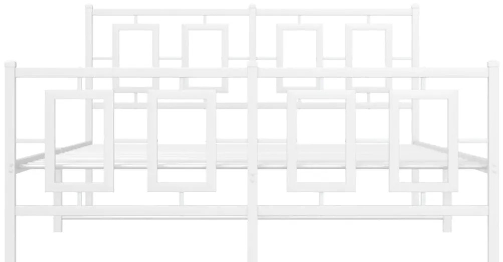 Estrutura de cama com cabeceira e pés 140x190 cm metal branco