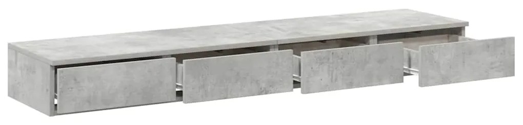 Gavetas de cama em Cinza Cimento - 135x36.5x16.5 cm Feitas de Madeira