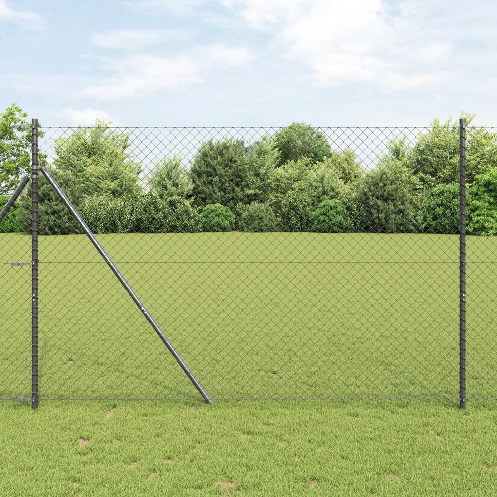 vidaXL Cerca de Cadeia com 7 Postes 1,5x10 m Aço Galvanizado Cinza