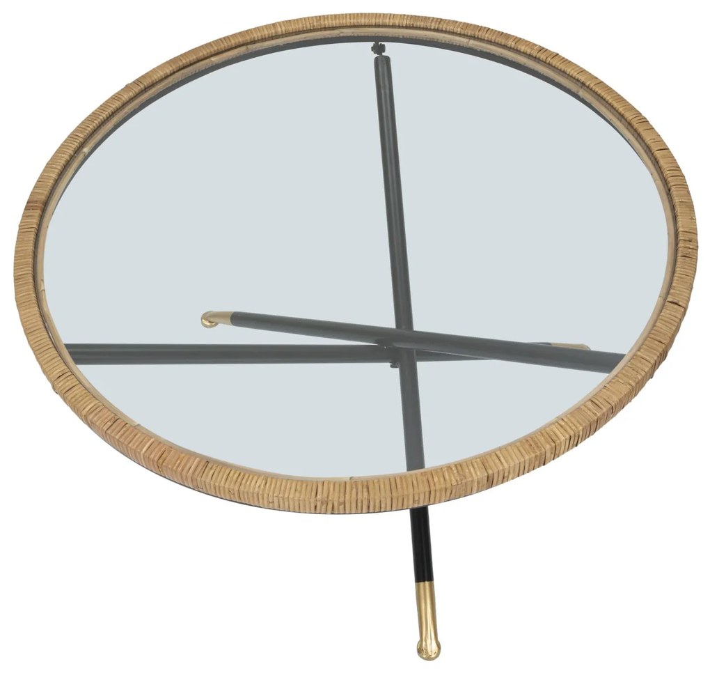 MESA DE CENTRO REDONDA Ø 80X46,5 CM PRETO E CASTANHO