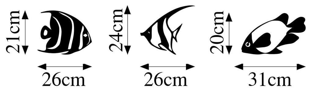 Acessório Decorativo de Metal Fishes – Preto – 21x26 cm, 24x26 cm, 20x