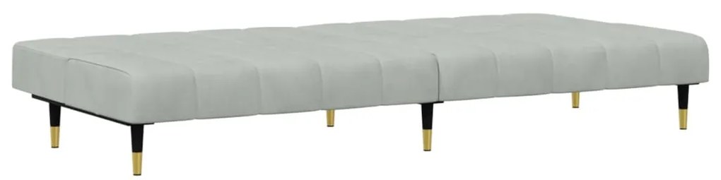 2 pcs conjunto de sofás veludo cinzento-claro