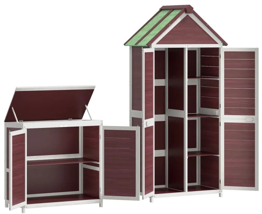2 pcs conj. abrigos p/ ferramentas jardim pinho maciço cor moca