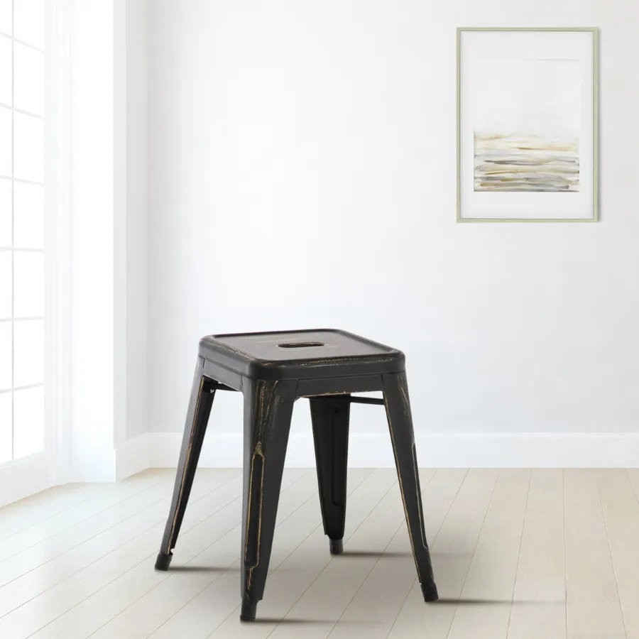 Banco Armin em metal 46 x 40 x 40 cm Preto + Dourado