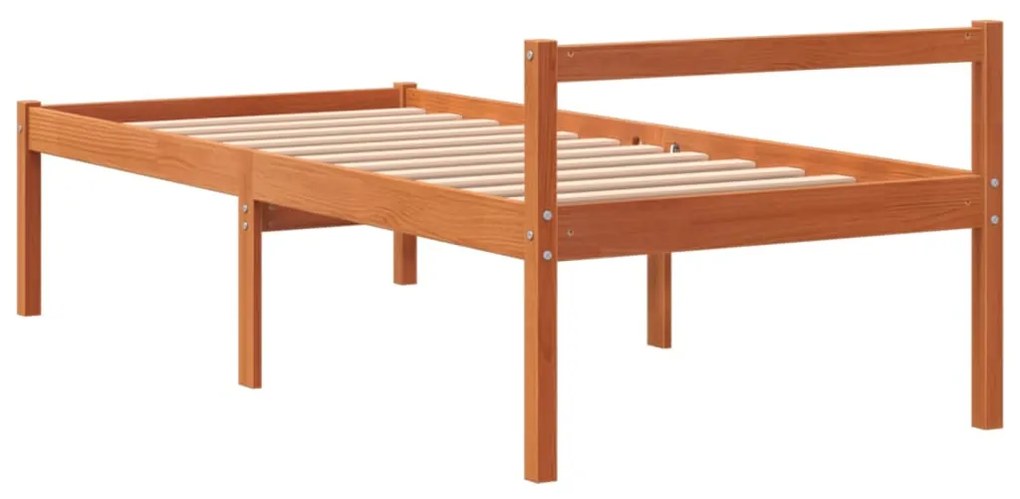 Cama para idosos 90x190 cm madeira pinho maciça castanho cera