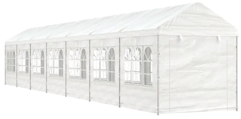vidaXL Gazebo com telhado 15,61x2,28x2,69 m polietileno branco