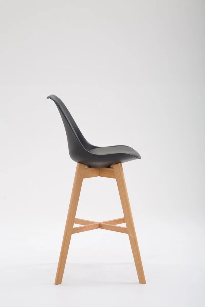 Banco de bar Cannes em plástico com estrutura de Cor Natural 48 x 112 x 56 cm Preto
