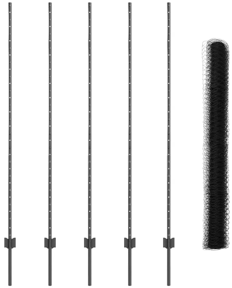 Postes de Cerca vidaXL 10 pcs U-Channel Cinza 150 cm Aço