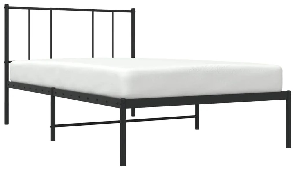 Estrutura de cama com cabeceira 75x190 cm metal preto