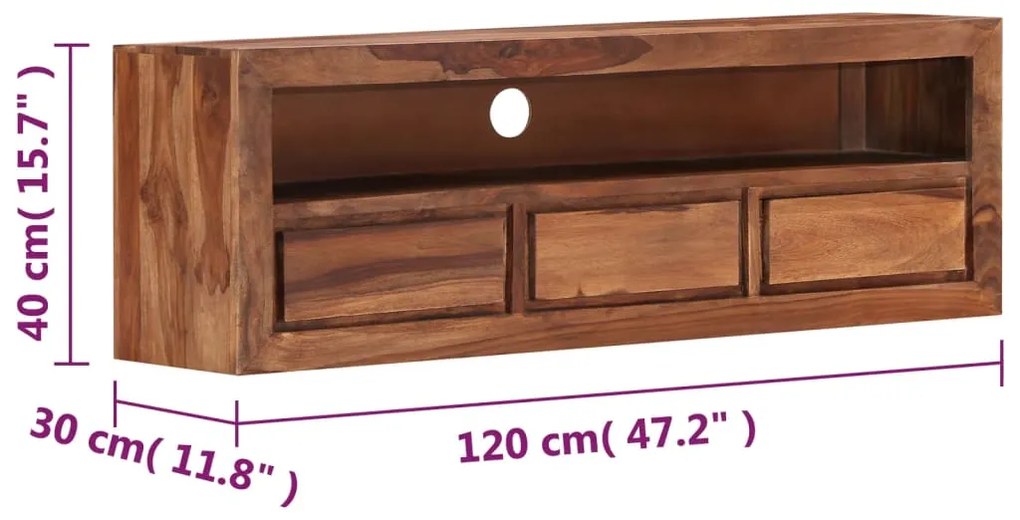 Móvel de TV 120x30x40 cm madeira acácia maciça