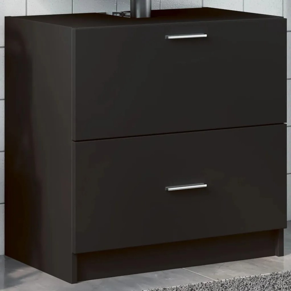 vidaXL Armário de lavatório 59x37x59 cm derivados de madeira preto