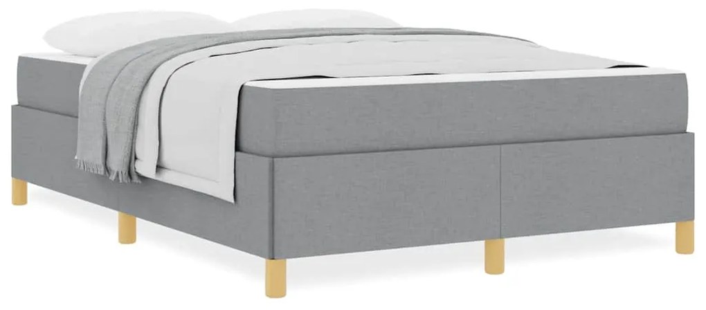 Cama Box Cinza Claro e Branco e Cinza Claro 140 x 200 cm tecido