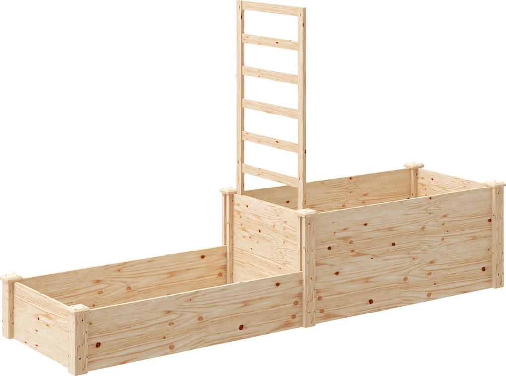 Floreira Exterior de Madeira com Treliça para Plantas Trepadoras e 2 Caixas de Cultivo  222x63x132 cm Madeira