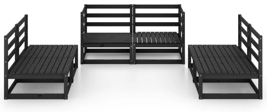 6 pcs conjunto lounge de jardim pinho maciço preto