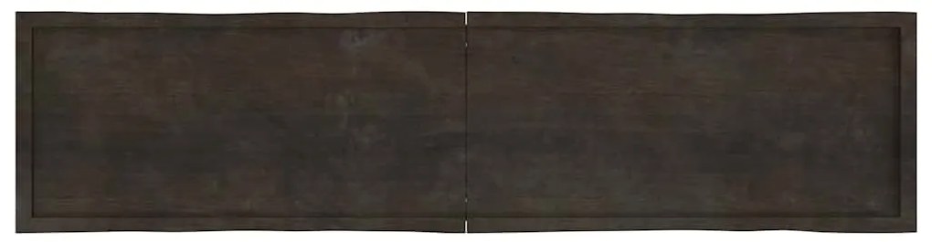 Tampo de mesa com bordas vivas maciço tratado castanho-escuro