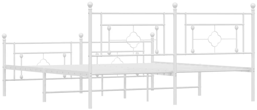 Estrutura de cama com cabeceira e pés 180x200 cm metal branco