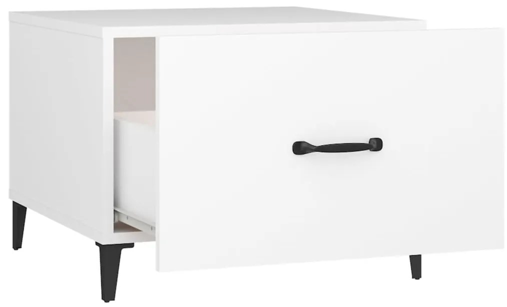 Mesa de centro com pernas de metal 2 pcs 50x50x40 cm branco