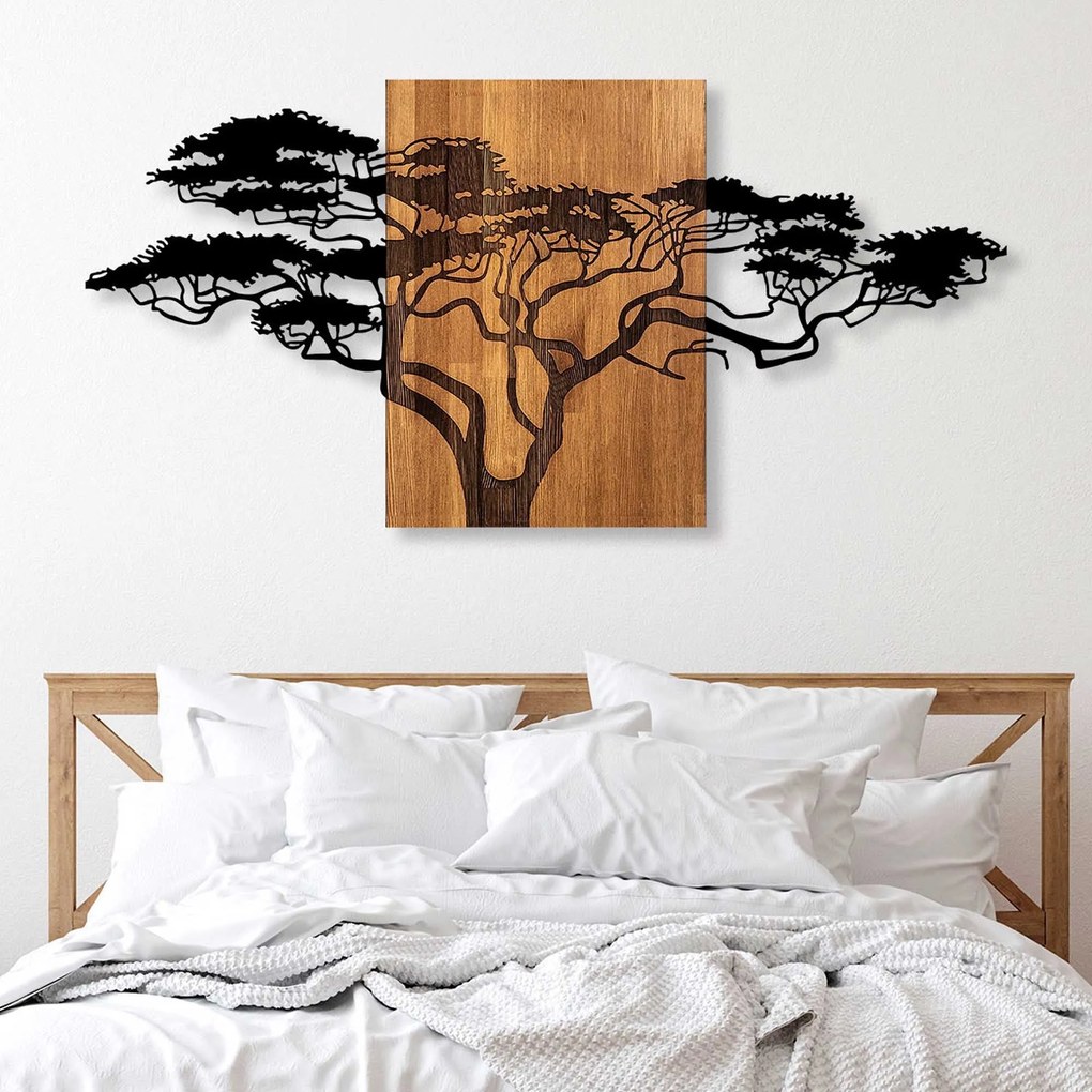 Acessório Decorativo de Parede Acácia – Preto e Noz – 144 x 3 x 70 cm