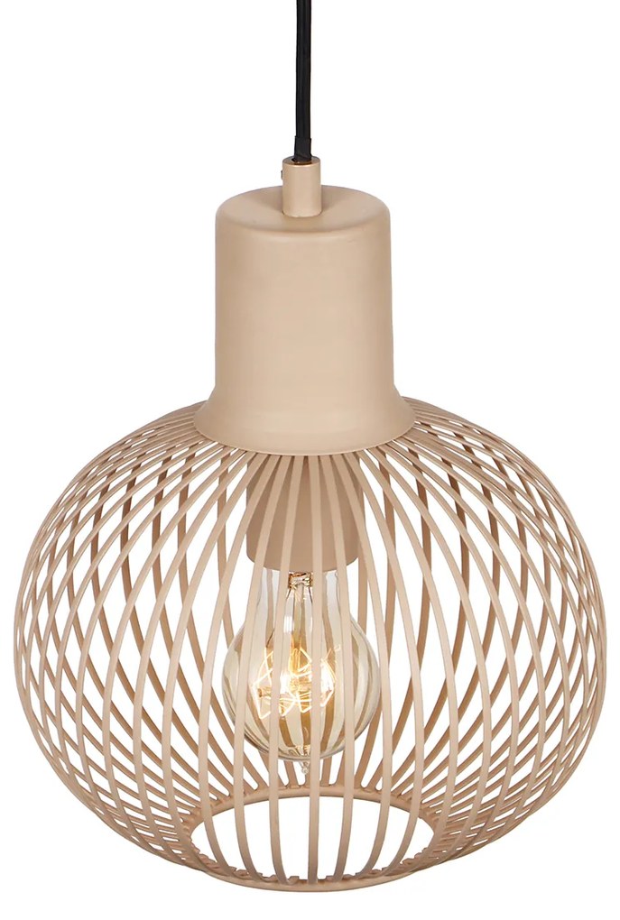 Candeeiro suspenso de arame moderno preto com bege 23cm - Gila Moderno