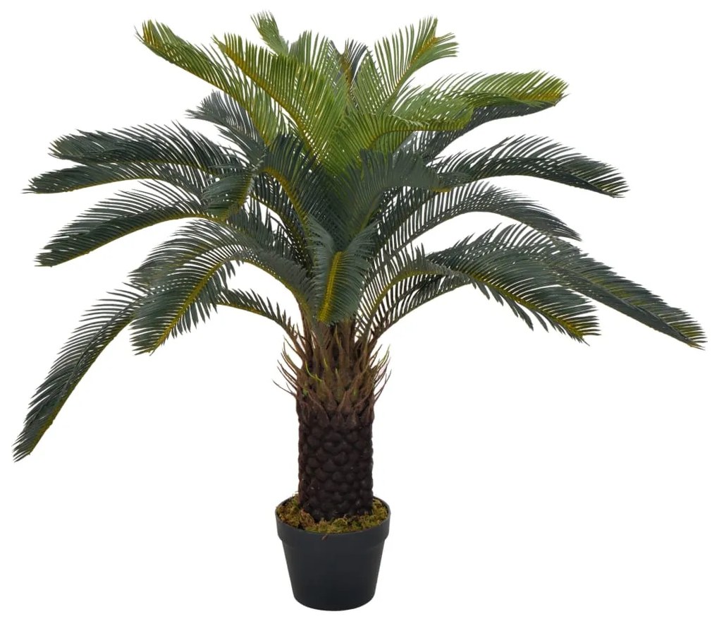 280185 vidaXL Palmeira cica artificial com vaso 90 cm verde