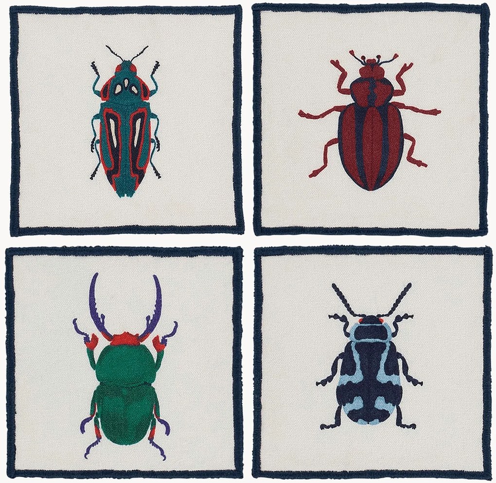 Bases para copos em algodão Bugging You, conjunto de 4