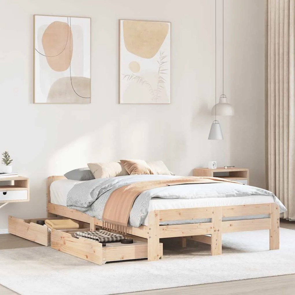 vidaXL Cama sem colchão 120x200 cm madeira de pinho maciça
