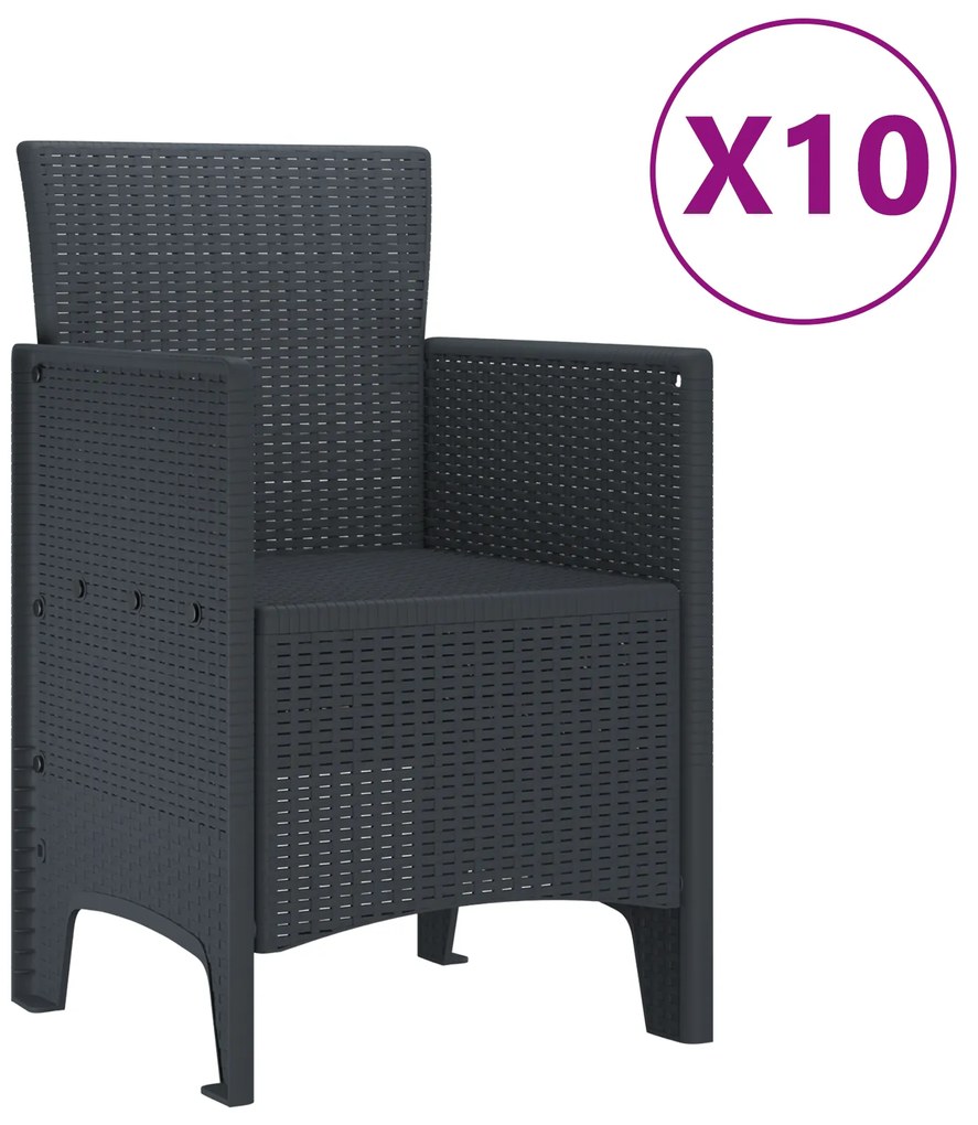 Conjunto de Jantar vidaXL 11 Peças Antracite Rattan Poliéster