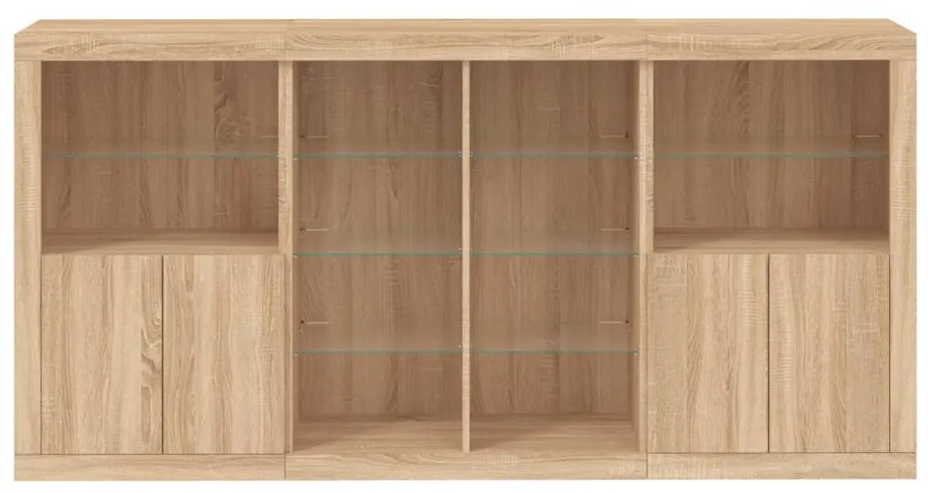 Aparador com luzes LED 202x37x100 cm carvalho sonoma
