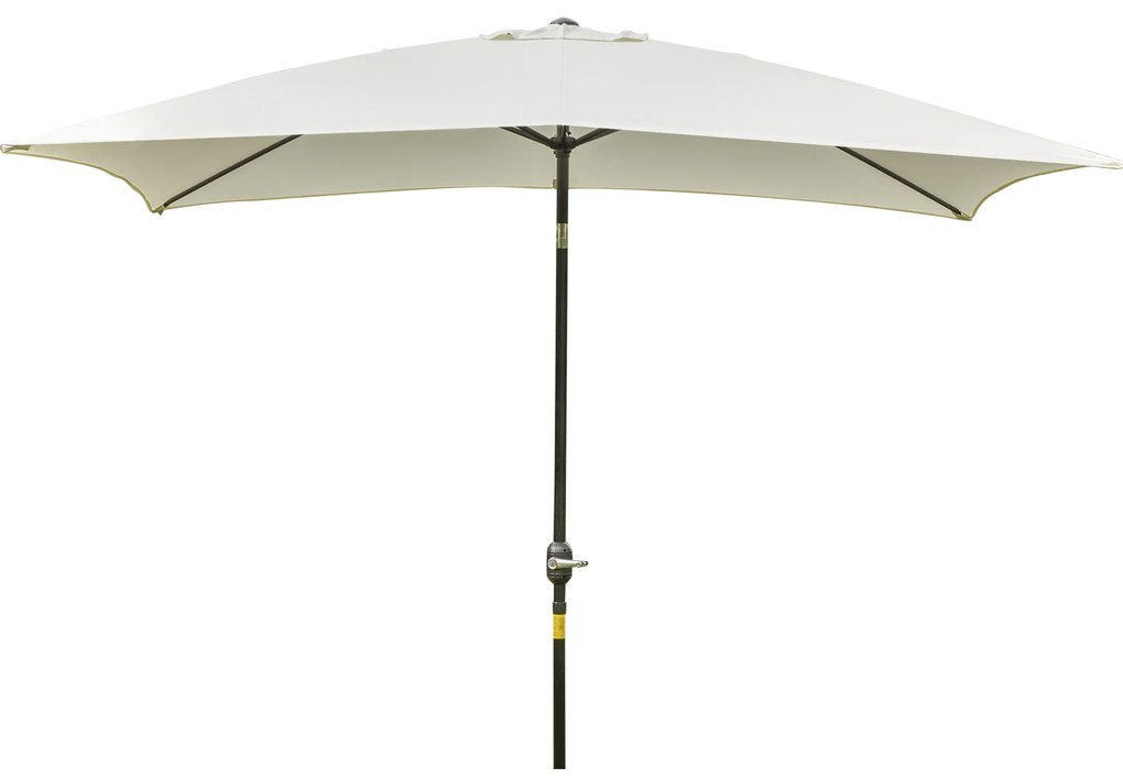 Outsunny Chapéu de Sol de Alumínio 200x300x240cm Chapéu de Sol Retangular de Jardim Inclinável com Manivela e Mastro Desmontável para Terraço Piscina Pátio Exterior Creme