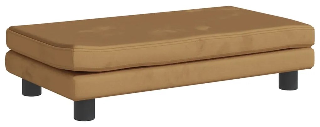 Sofá infantil com apoio de pés 100x50x30 cm veludo castanho