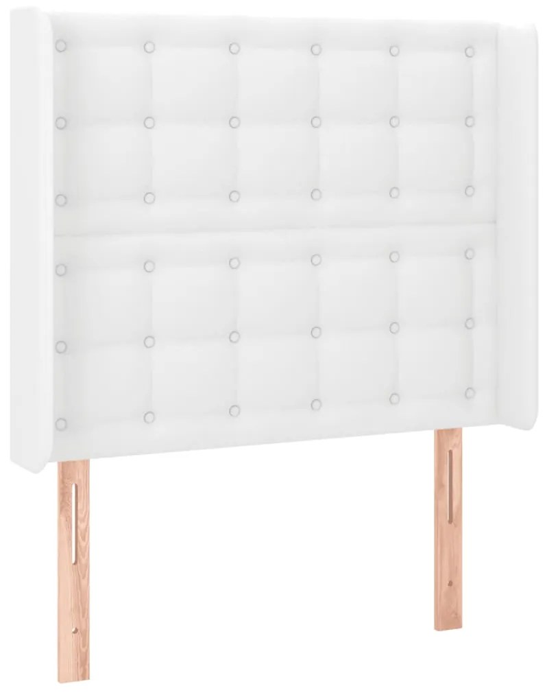 Cabeceira cama c/ LED couro artificial 93x16x118/128 cm branco